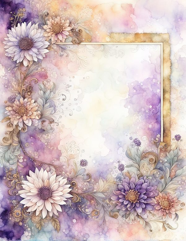 Lilac Purple Frame Watercolor Digital Paper Kit: Printable Papers, Cards, Tags, Ephemera — image 11