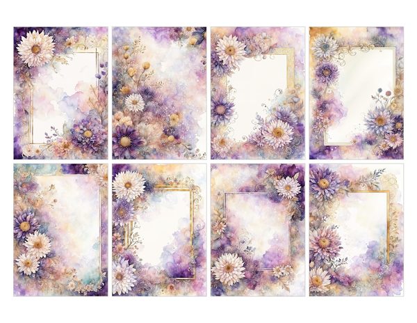 Lilac Purple Frame Watercolor Digital Paper Kit: Printable Papers, Cards, Tags, Ephemera — image 27