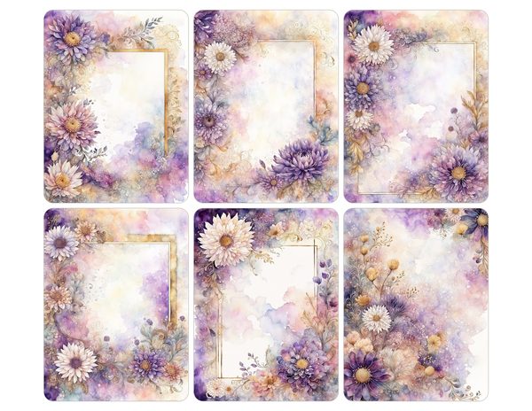 Lilac Purple Frame Watercolor Digital Paper Kit: Printable Papers, Cards, Tags, Ephemera — image 29