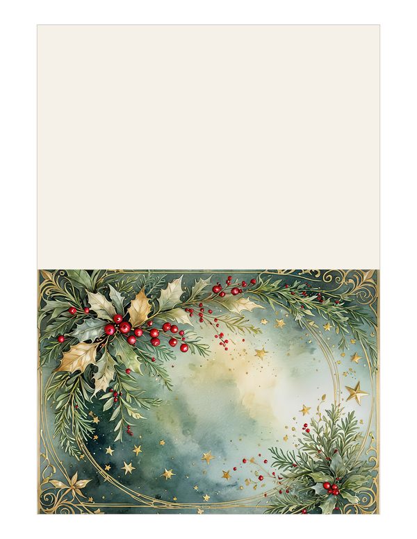 Watercolor Christmas Digital Paper: Sage Green Holly, Berries Background (Digital Download, Commercial Use) — image 11