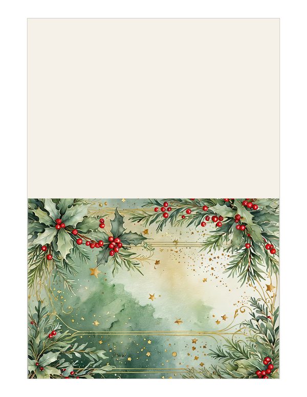 Watercolor Christmas Digital Paper: Sage Green Holly, Berries Background (Digital Download, Commercial Use) — image 12