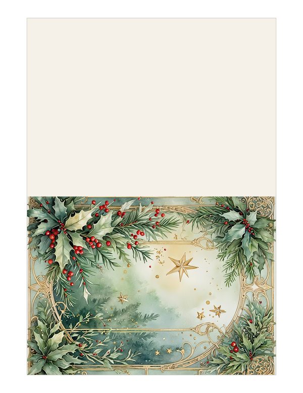 Watercolor Christmas Digital Paper: Sage Green Holly, Berries Background (Digital Download, Commercial Use) — image 13