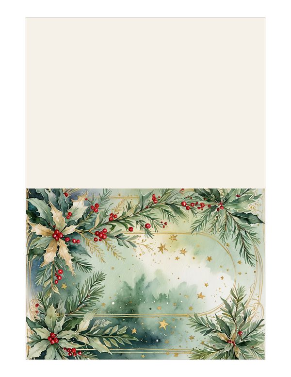 Watercolor Christmas Digital Paper: Sage Green Holly, Berries Background (Digital Download, Commercial Use) — image 14