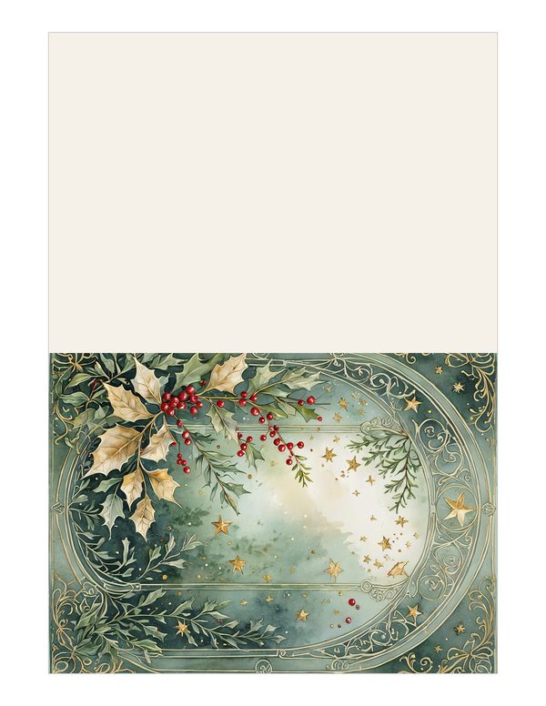 Watercolor Christmas Digital Paper: Sage Green Holly, Berries Background (Digital Download, Commercial Use) — image 15