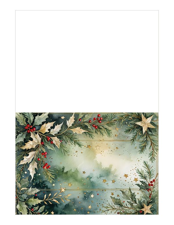 Watercolor Christmas Digital Paper: Sage Green Holly, Berries Background (Digital Download, Commercial Use) — image 16