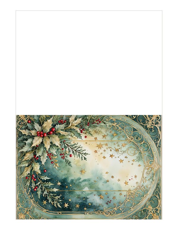 Watercolor Christmas Digital Paper: Sage Green Holly, Berries Background (Digital Download, Commercial Use) — image 17