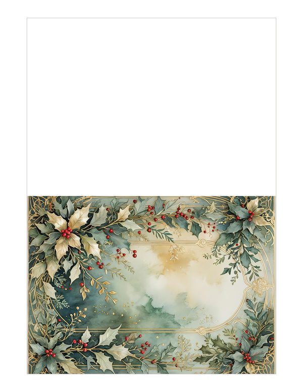 Watercolor Christmas Digital Paper: Sage Green Holly, Berries Background (Digital Download, Commercial Use) — image 19