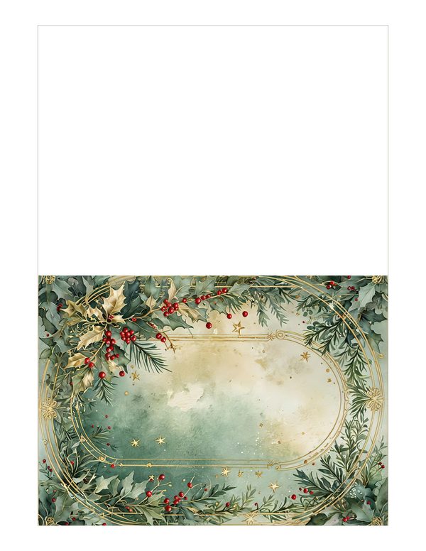 Watercolor Christmas Digital Paper: Sage Green Holly, Berries Background (Digital Download, Commercial Use) — image 20
