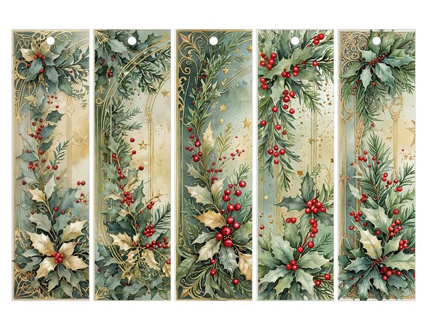 Watercolor Christmas Digital Paper: Sage Green Holly, Berries Background (Digital Download, Commercial Use) — image 28