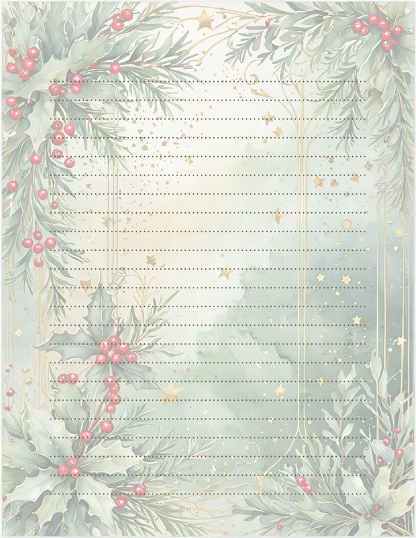 Watercolor Christmas Digital Paper: Sage Green Holly, Berries Background (Digital Download, Commercial Use) — image 32