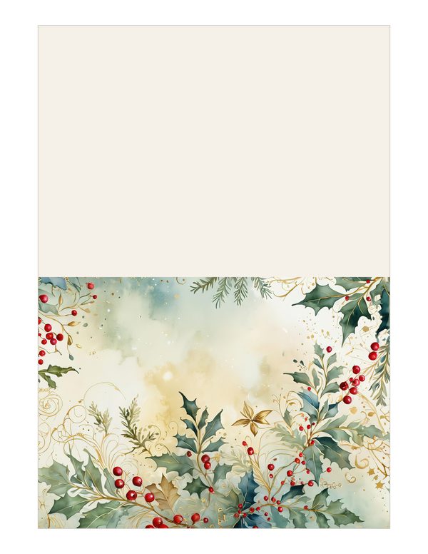 Watercolor Christmas Digital Paper: Vintage Foliage and Gold (Digital Download) — image 13