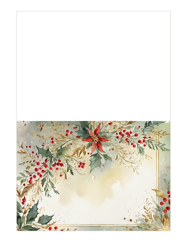 Watercolor Christmas Digital Paper: Vintage Foliage and Gold (Digital Download) — image 19
