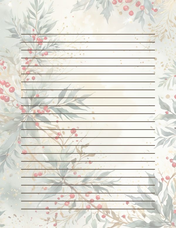 Watercolor Christmas Digital Paper: Vintage Foliage and Gold (Digital Download) — image 32