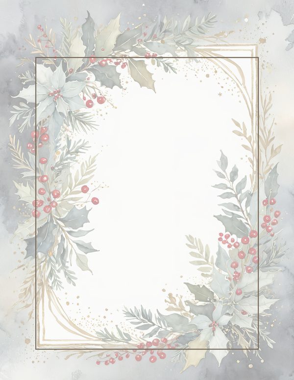 Watercolor Christmas Digital Paper: Vintage Foliage and Gold (Digital Download) — image 34