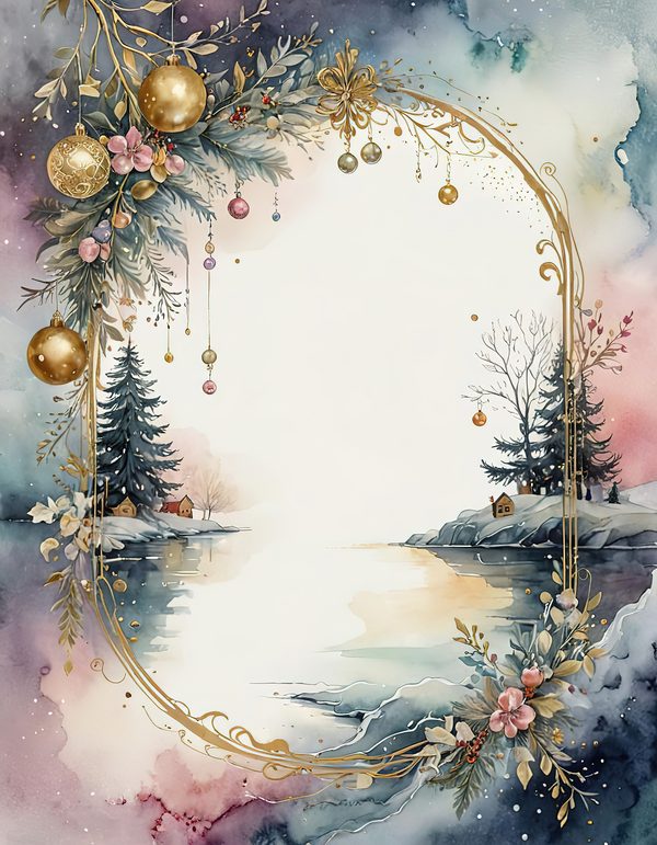 Christmas Pinecones Watercolor Digital Paper Kit: Printable Papers, Cards, Tags, Ephemera — image 6