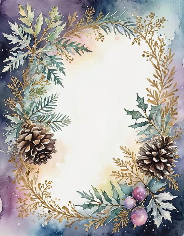 Christmas Pinecones Watercolor Digital Paper Kit: Printable Papers, Cards, Tags, Ephemera — image 7