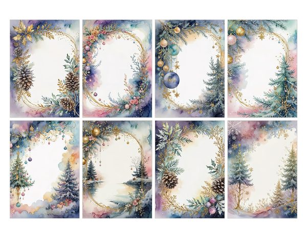 Christmas Pinecones Watercolor Digital Paper Kit: Printable Papers, Cards, Tags, Ephemera — image 27
