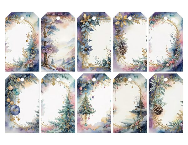 Christmas Pinecones Watercolor Digital Paper Kit: Printable Papers, Cards, Tags, Ephemera — image 28