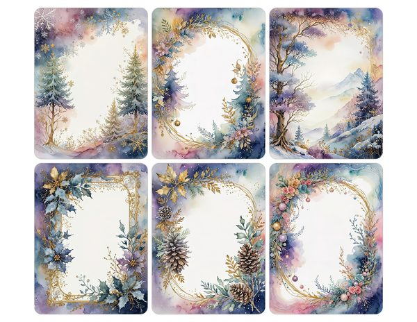 Christmas Pinecones Watercolor Digital Paper Kit: Printable Papers, Cards, Tags, Ephemera — image 29
