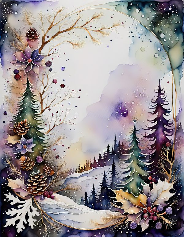 Winter Landscape Watercolor Digital Paper Kit: Printable Papers, Cards, Tags, Ephemera — image 3