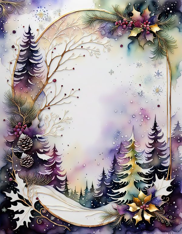 Winter Landscape Watercolor Digital Paper Kit: Printable Papers, Cards, Tags, Ephemera — image 4