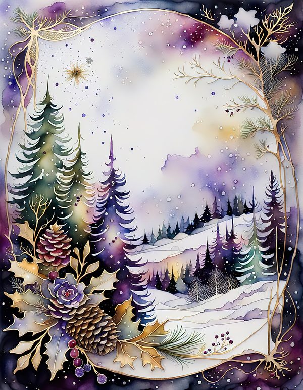 Winter Landscape Watercolor Digital Paper Kit: Printable Papers, Cards, Tags, Ephemera — image 8