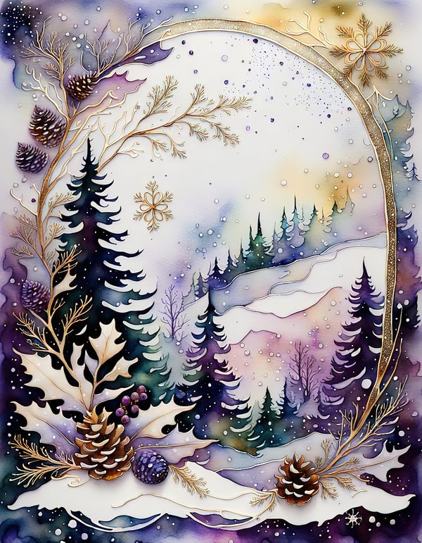 Winter Landscape Watercolor Digital Paper Kit: Printable Papers, Cards, Tags, Ephemera — image 9