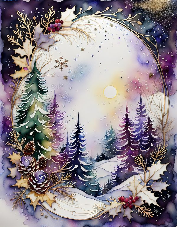 Winter Landscape Watercolor Digital Paper Kit: Printable Papers, Cards, Tags, Ephemera — image 11