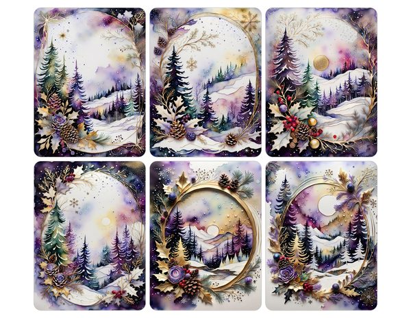 Winter Landscape Watercolor Digital Paper Kit: Printable Papers, Cards, Tags, Ephemera — image 29