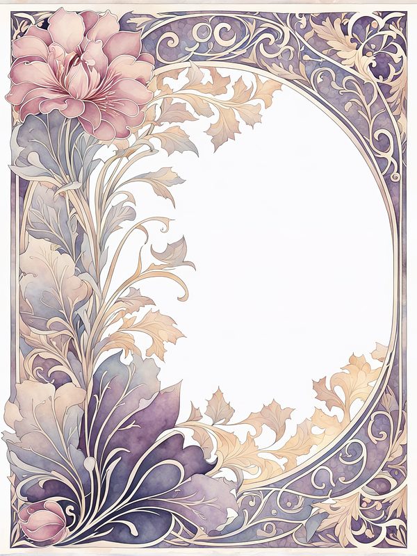 Watercolor Art Nouveau Floral Digital Paper: Pastel Scrapbook Designs (10 JPGs) — image 1