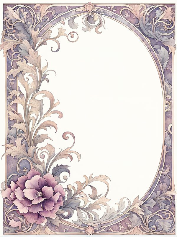 Watercolor Art Nouveau Floral Digital Paper: Pastel Scrapbook Designs (10 JPGs) — image 2
