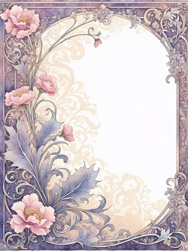 Watercolor Art Nouveau Floral Digital Paper: Pastel Scrapbook Designs (10 JPGs) — image 3