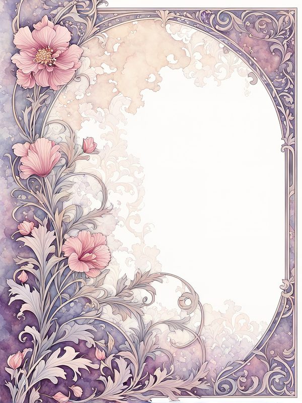 Watercolor Art Nouveau Floral Digital Paper: Pastel Scrapbook Designs (10 JPGs) — image 4
