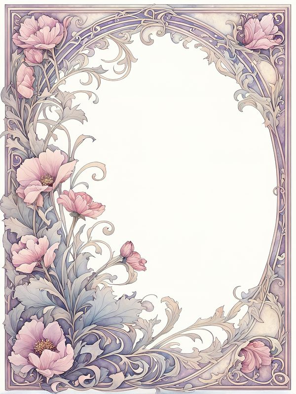 Watercolor Art Nouveau Floral Digital Paper: Pastel Scrapbook Designs (10 JPGs) — image 6