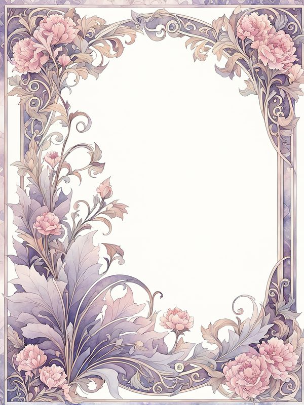 Watercolor Art Nouveau Floral Digital Paper: Pastel Scrapbook Designs (10 JPGs) — image 7