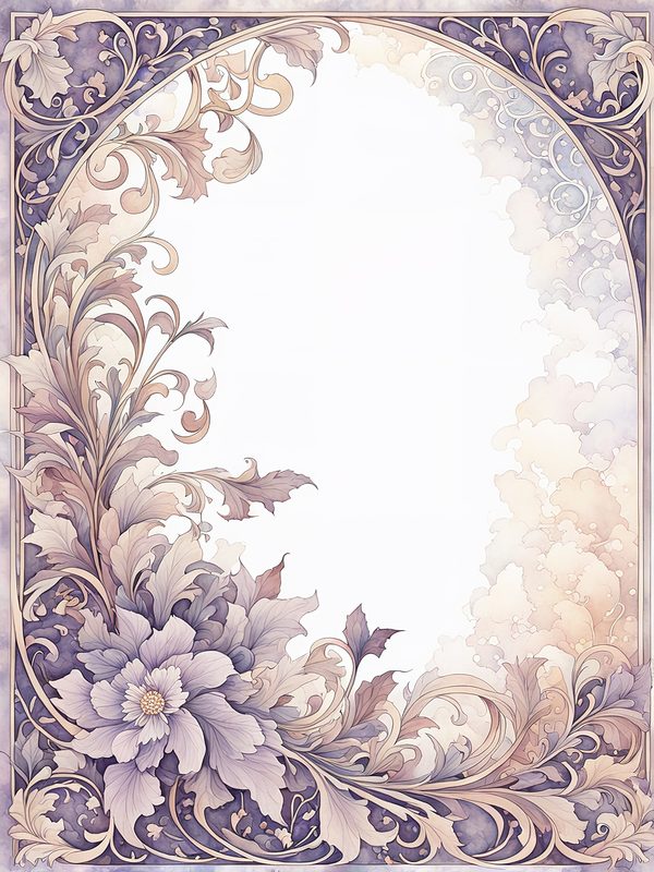 Watercolor Art Nouveau Floral Digital Paper: Pastel Scrapbook Designs (10 JPGs) — image 8