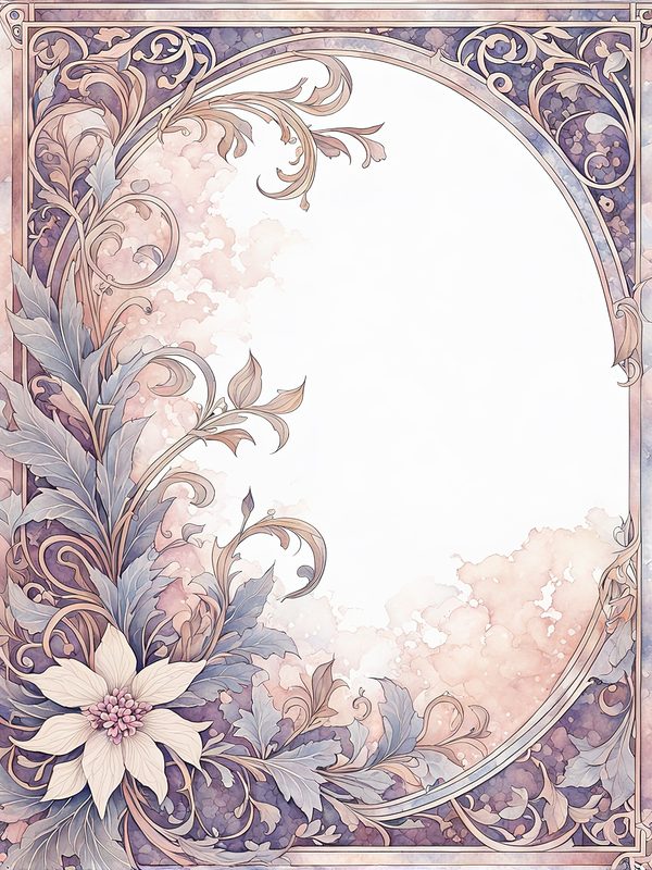 Watercolor Art Nouveau Floral Digital Paper: Pastel Scrapbook Designs (10 JPGs) — image 9