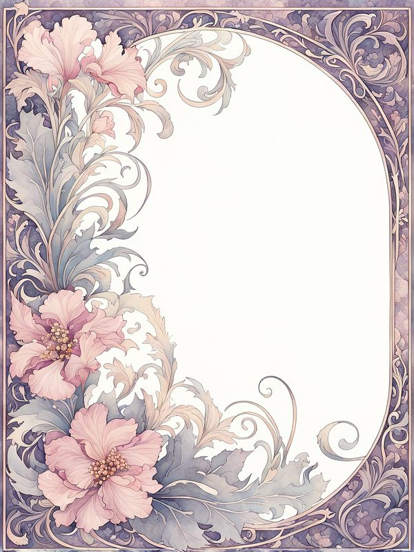 Watercolor Art Nouveau Floral Digital Paper: Pastel Scrapbook Designs (10 JPGs) — image 10