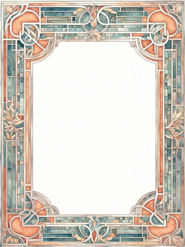 Watercolor Geometric Frames: Art Nouveau Clipart (JPG & PNG) — image 1