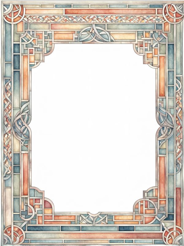 Watercolor Geometric Frames: Art Nouveau Clipart (JPG & PNG) — image 2
