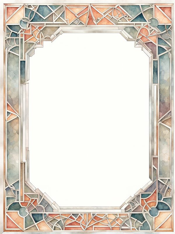 Watercolor Geometric Frames: Art Nouveau Clipart (JPG & PNG) — image 3