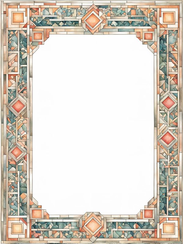 Watercolor Geometric Frames: Art Nouveau Clipart (JPG & PNG) — image 4
