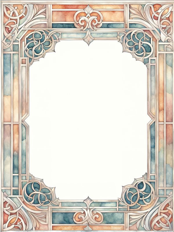 Watercolor Geometric Frames: Art Nouveau Clipart (JPG & PNG) — image 5