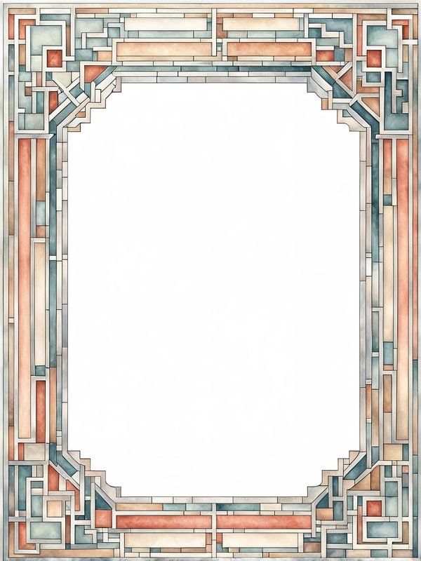 Watercolor Geometric Frames: Art Nouveau Clipart (JPG & PNG) — image 6