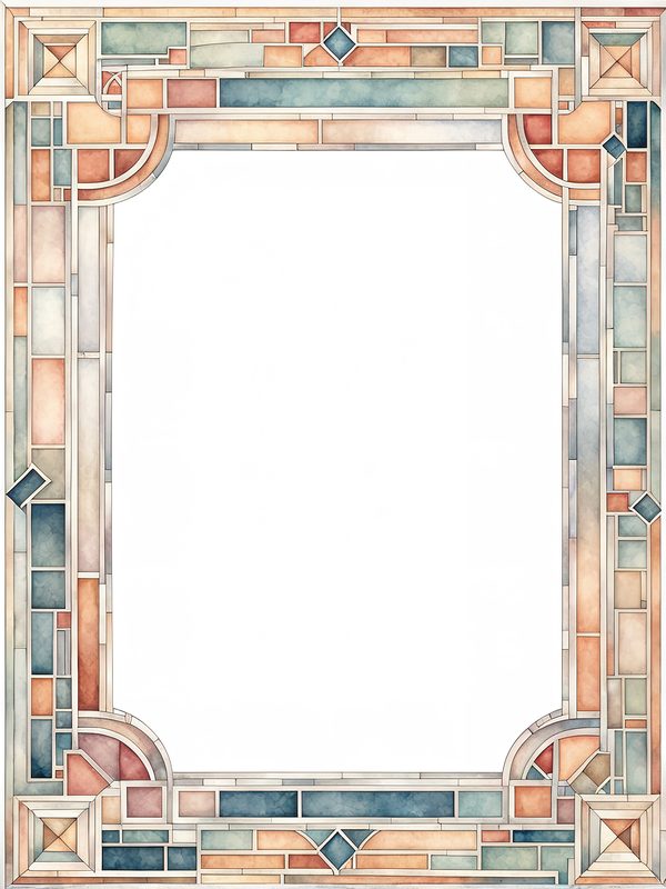Watercolor Geometric Frames: Art Nouveau Clipart (JPG & PNG) — image 7