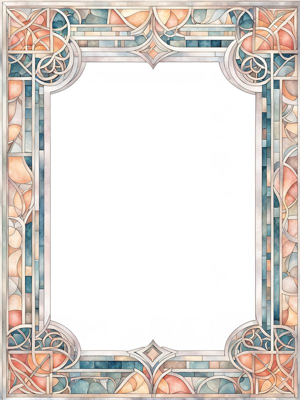 Watercolor Geometric Frames: Art Nouveau Clipart (JPG & PNG) — image 8