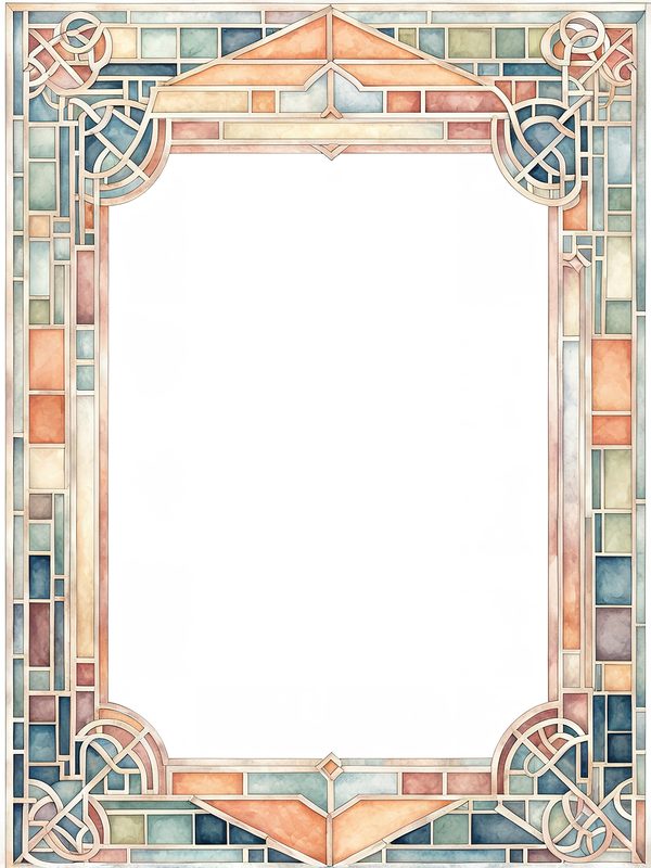 Watercolor Geometric Frames: Art Nouveau Clipart (JPG & PNG) — image 9