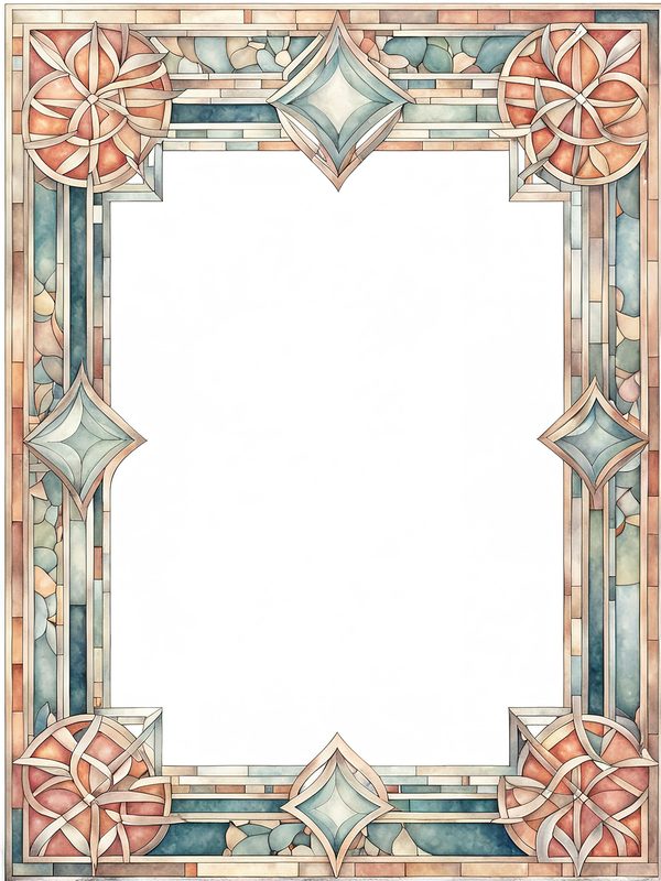 Watercolor Geometric Frames: Art Nouveau Clipart (JPG & PNG) — image 10