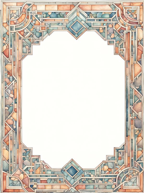 Watercolor Geometric Frames: Art Nouveau Clipart (JPG & PNG) — image 11