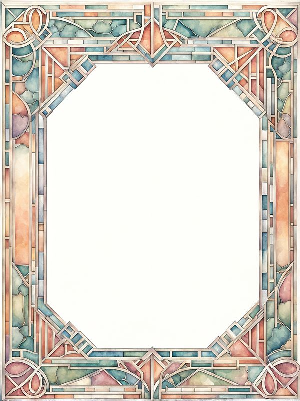 Watercolor Geometric Frames: Art Nouveau Clipart (JPG & PNG) — image 12